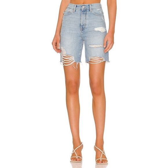 Lovers and Friends Devon High Rise 90s Cut Off Denim Shorts Distressed Size 26 - Picture 1 of 8